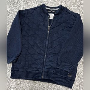 Zara Navy Quilted Sweater Jacket Size 2-3 years